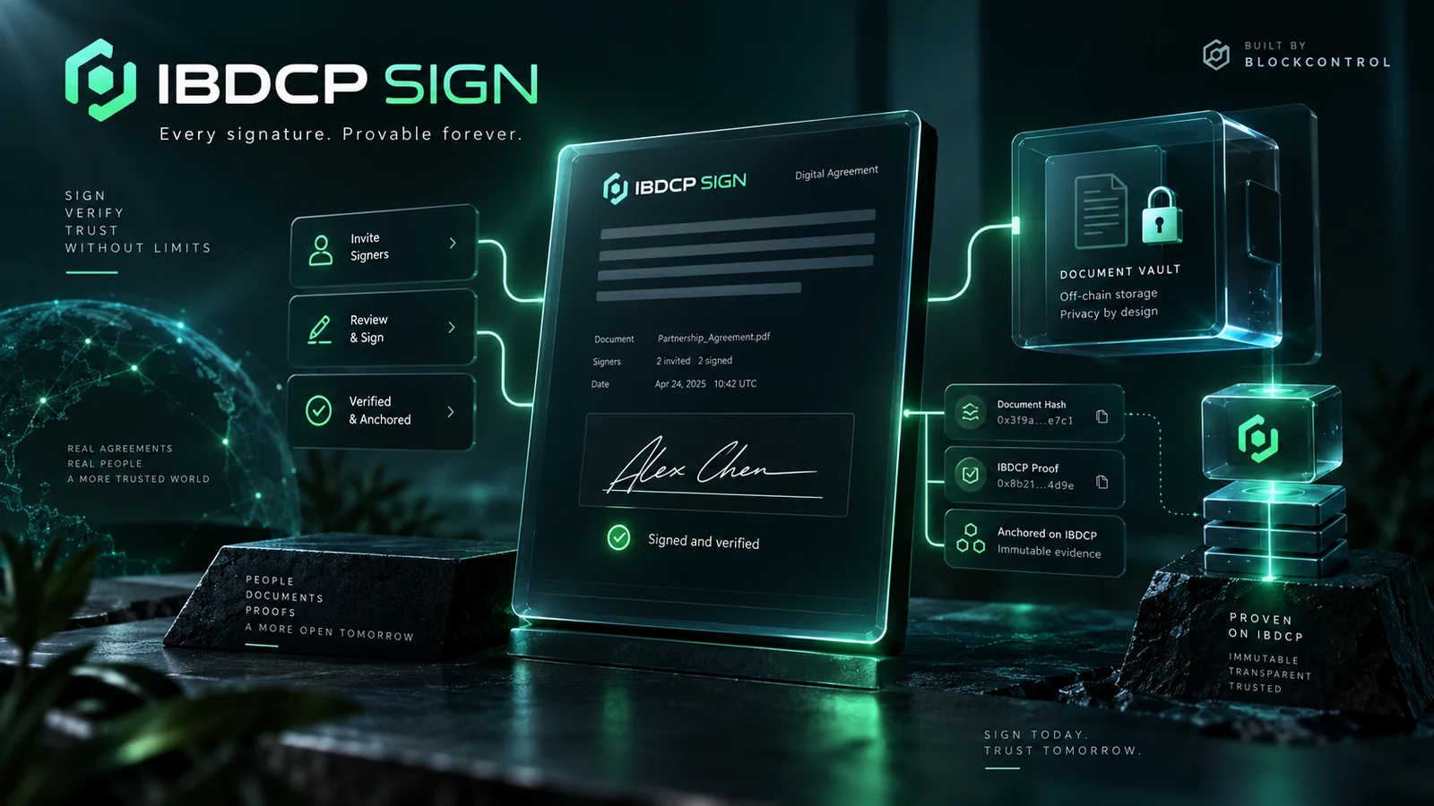 IBDCP Sign digital agreement, document vault and immutable proof workflow